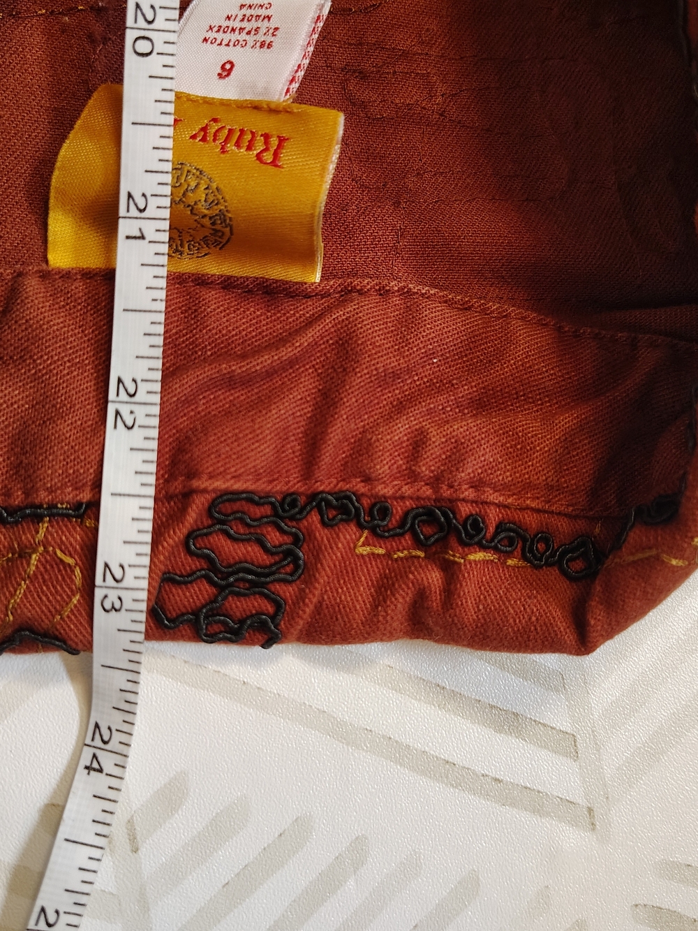 Ruby Rd Rust Orange Embroidered Button-Front‎ Top Size 6 - Picture 4 of 5